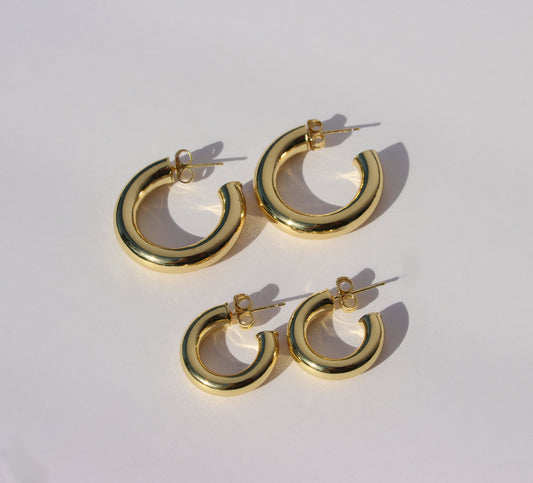 half crescent gold filled hoops